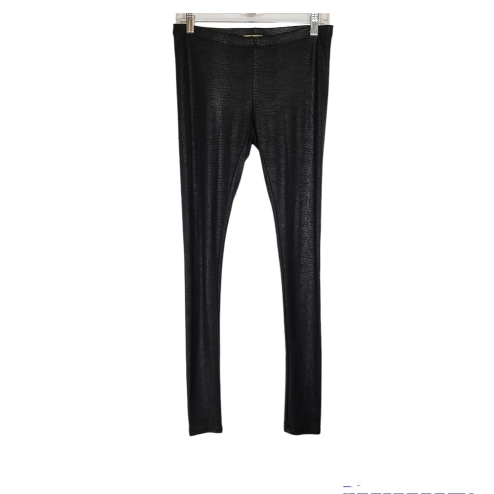 Silence+Noise Faux Snake Print Glossy Black Leggings Size Medium